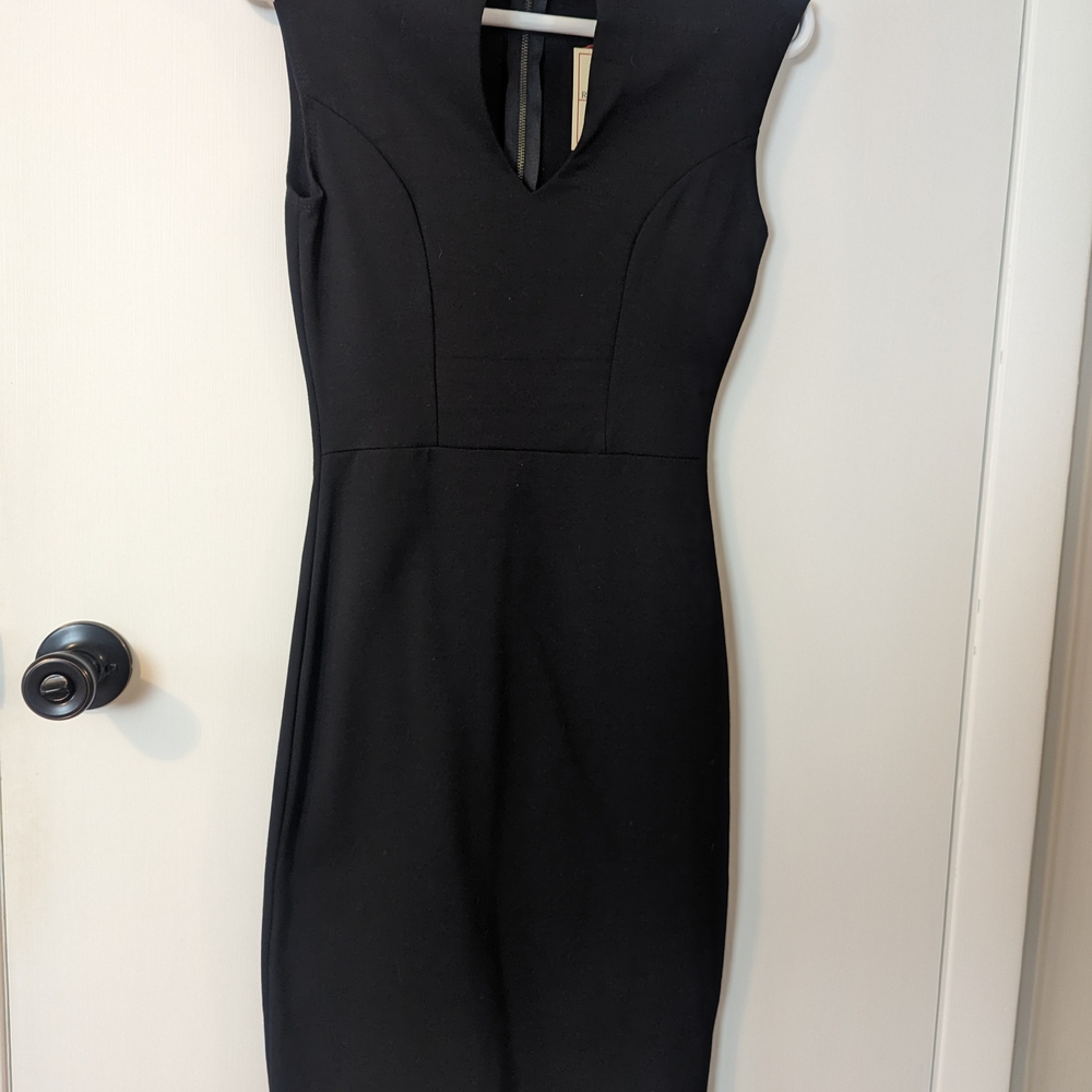Rolla Coster Black Midi Sheath Dress V-Neck Sleeveless